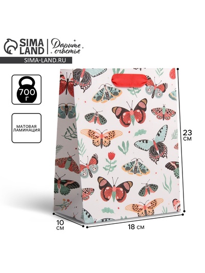 Пакет подарочный ламинированный, упаковка, «Счастье», MS 18 х 23 х 10 см