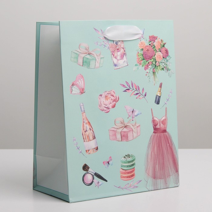 Пакет подарочный ламинированный вертикальный, упаковка, «Розовая нежность», MS 18 х 23 х 10 см - фото 1885290751