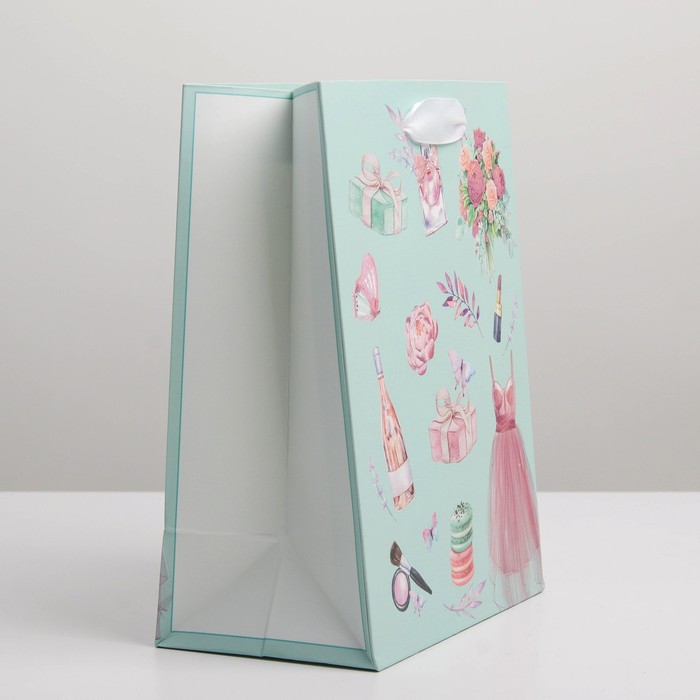 Пакет подарочный ламинированный вертикальный, упаковка, «Розовая нежность», MS 18 х 23 х 10 см - фото 1885290752