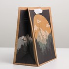 Пакет подарочный крафтовый вертикальный, упаковка, «Горы», MS 18 х 23 х 8 см - Фото 2