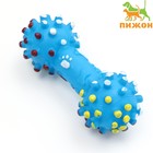 Игрушка пищащая увеличенная "Гантель с лапками" для собак, 16,5 x 6 см, голубая - фото 2107479
