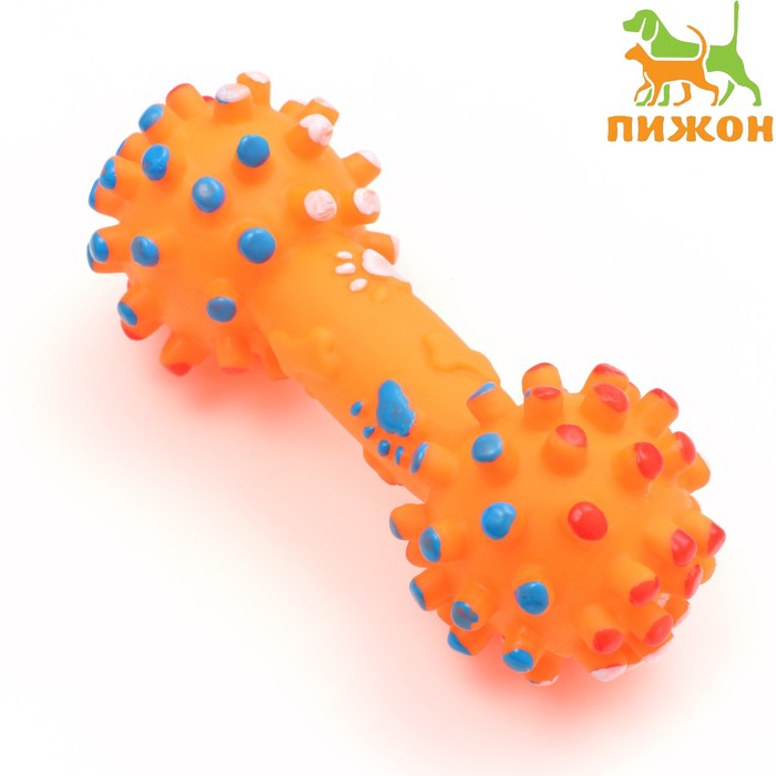 

Игрушка пищащая увеличенная "Гантель с лапками" для собак, 16,5 x 6 см, оранжевая