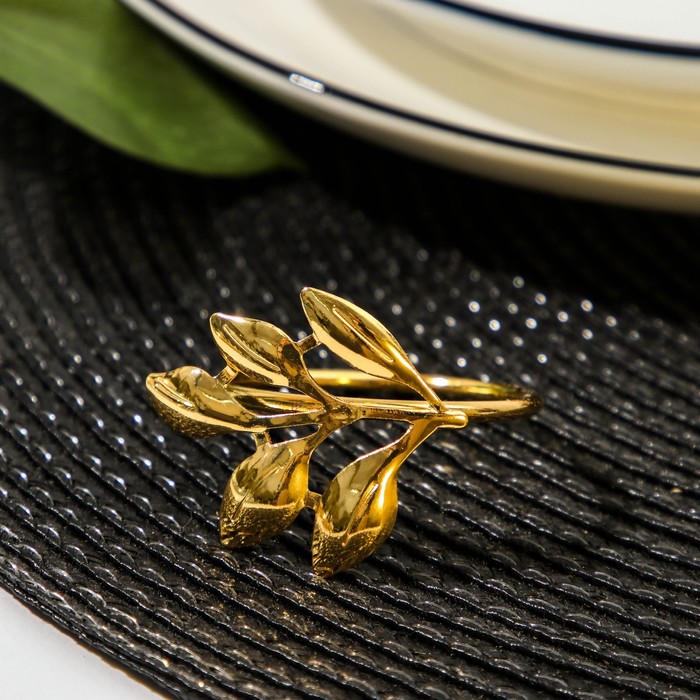 Кольцо для салфетки «Nature Лепестки», 4.5×3.2 см, железо, золотистое - Фото 1