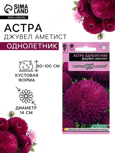 Семена цветов Астра игольчато-коготковая «Джувел Аметист», однолетняя, 0.05 г, «Гавриш»
