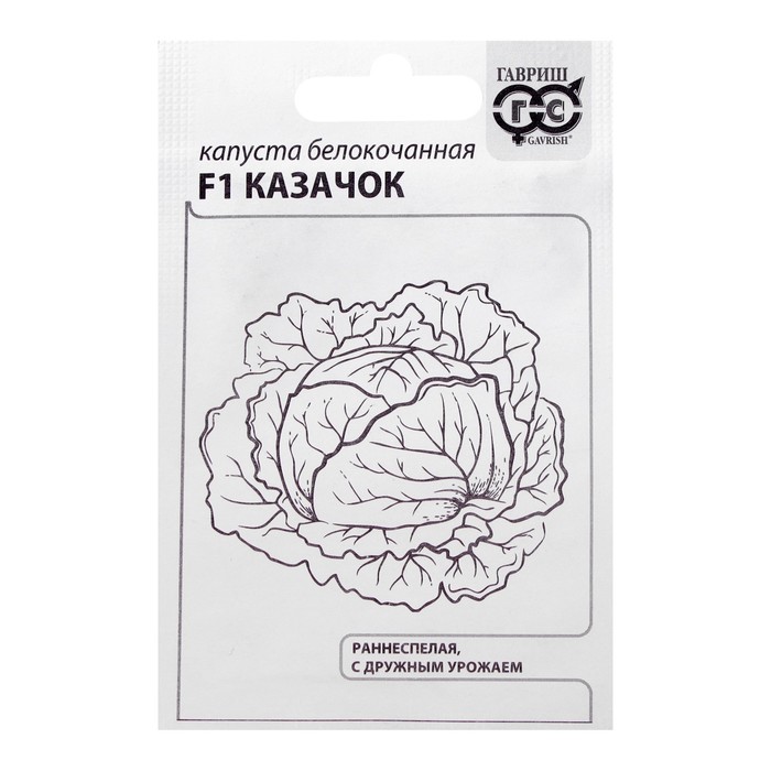 Семена Капуста ранняя белокочанная «Казачок F1», белый пакет, 0.05 г - Фото 1