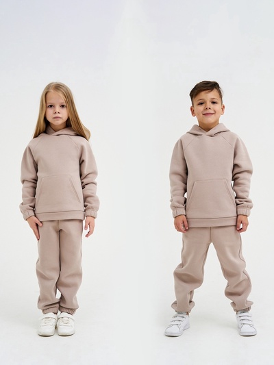 Костюм детский с начёсом (толстовка, брюки) KAFTAN: Basic line, бежевый, размер 32 (110-116 см)