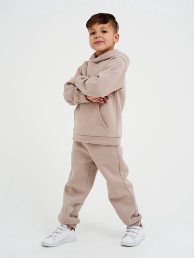 Костюм детский с начёсом (толстовка, брюки) KAFTAN: Basic line, бежевый, размер 34 (122-128 см)