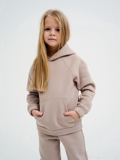Костюм детский с начёсом (толстовка, брюки) KAFTAN «Basic line» р.38 (146-152), бежевый