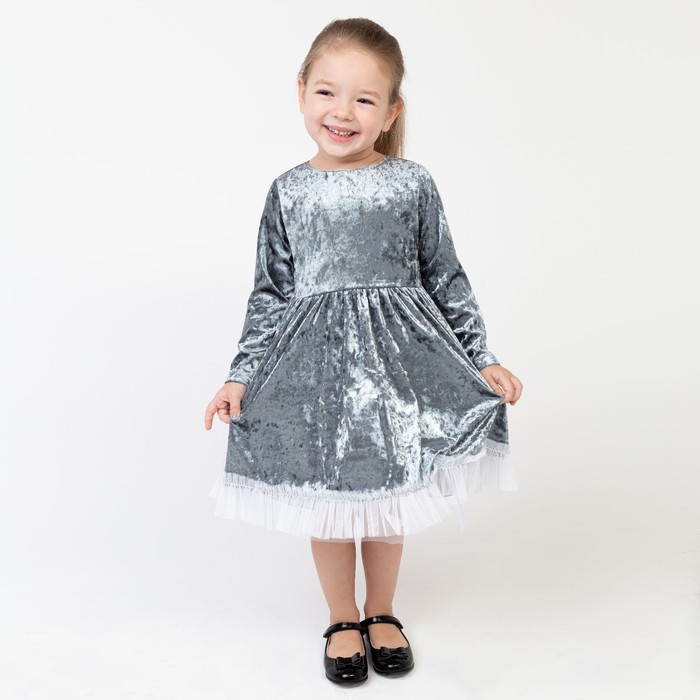 Платье для девочки нарядное KAFTAN "Куколка", серо-голубой, рост 110-116, р.32 - фото 1907359709