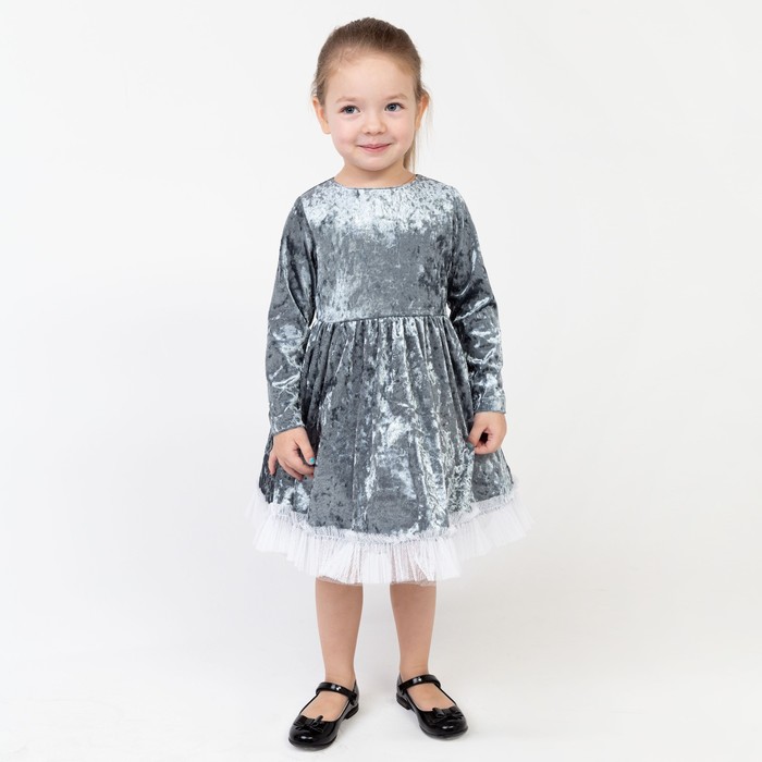 Платье для девочки нарядное KAFTAN "Куколка", серо-голубой, рост 110-116, р.32 - фото 1907359710