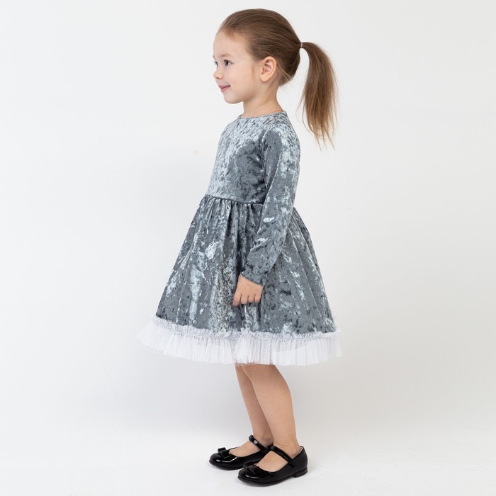 Платье для девочки нарядное KAFTAN "Куколка", серо-голубой, рост 110-116, р.32 - фото 1907359711