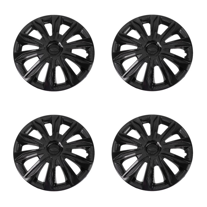 Колпаки колесные R15 "PROFI", черный глянец карбон, комплект 4 шт - Фото 1