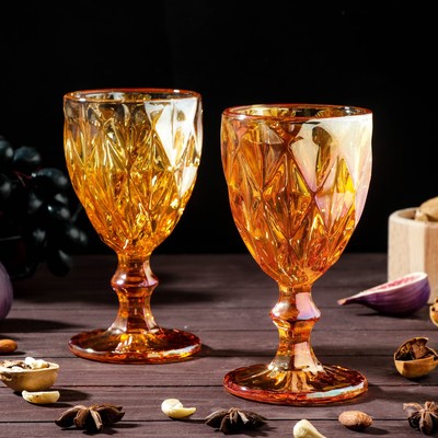 Набор бокалов стеклянных Magistro «Круиз», 250 мл, 2 шт, цвет янтарный