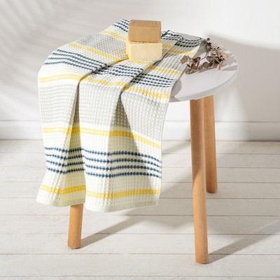 Полотенце вафельное банное «Этель» Waffle, 70×140 см, 100% хлопок, 280 г/м², жёлто-синее