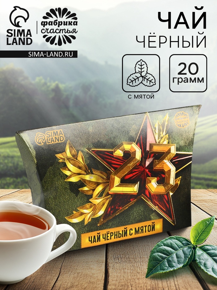 Чай подарочный «23 февраля», вкус: мята, 20 г - Фото 1
