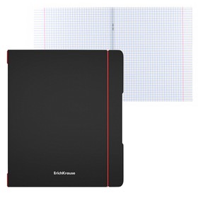 Тетрадь А5, 96 листов в клетку ErichKrause "FolderBook Accent" на резинке, съемная черная пластиковая обложка, блок офсет, белизна 100%