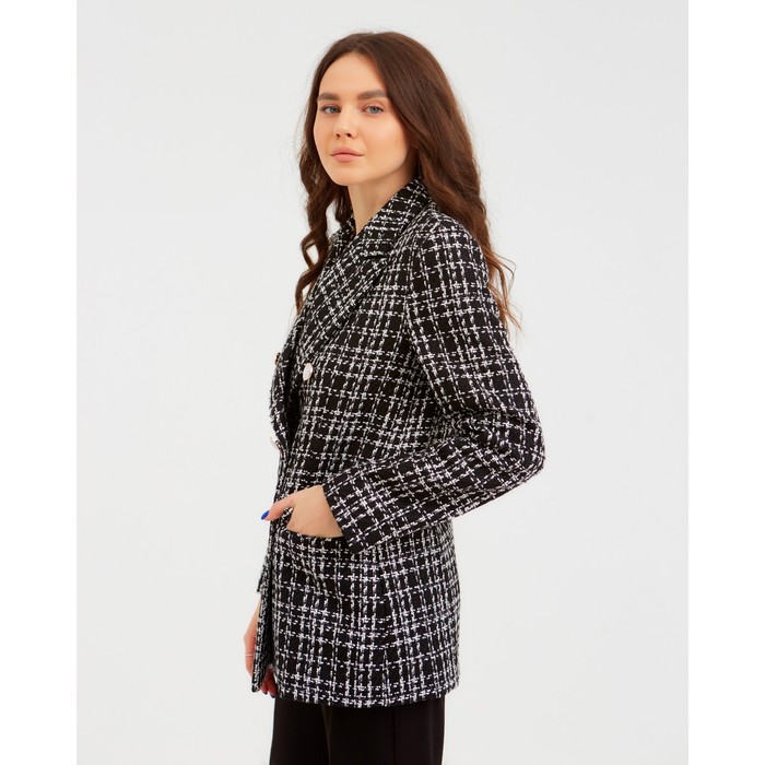 Пиджак твидовый двубортный MIST р. 42, черный 52521