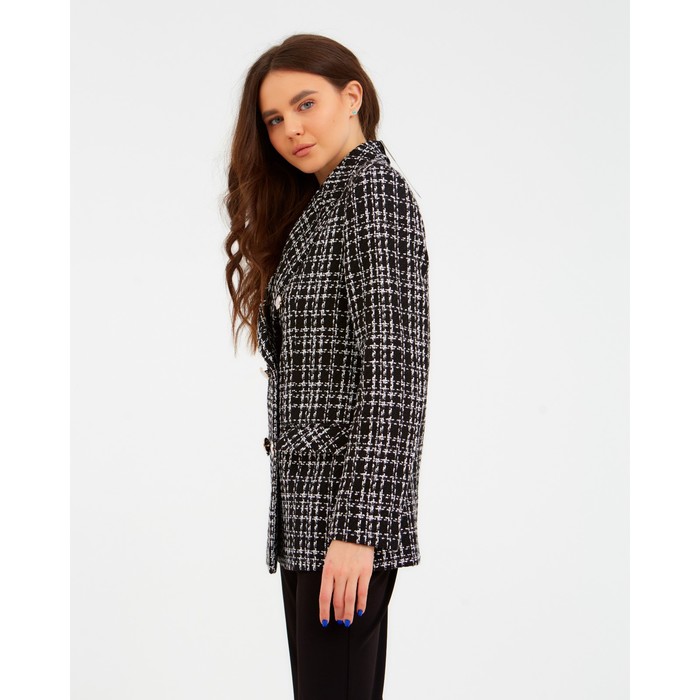 Пиджак твидовый двубортный MIST р. 42, черный 52521