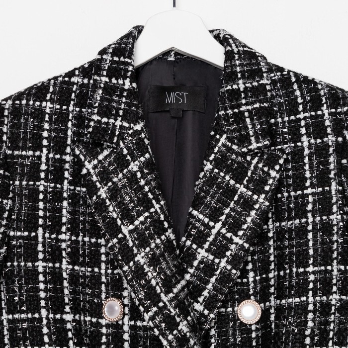 Пиджак твидовый двубортный MIST р. 42, черный 52521