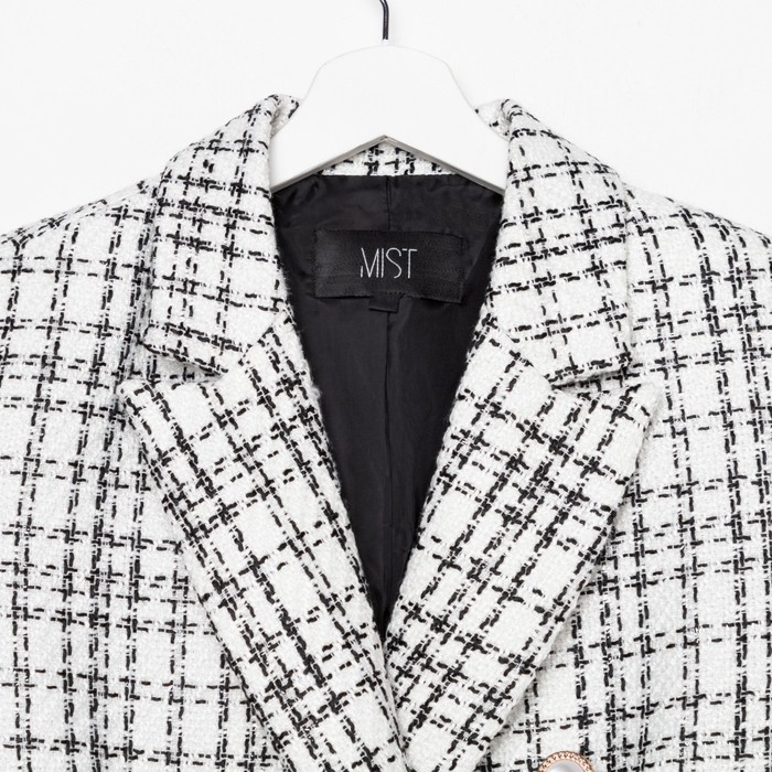 Пиджак твидовый двубортный MIST р. 42, белый 52522