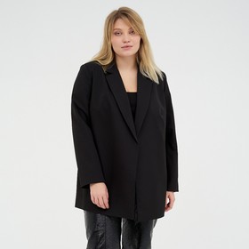 Пиджак женский с поясом MIST plus-size, размер 56, цвет чёрный