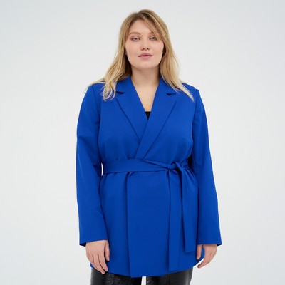 Пиджак женский с поясом MIST plus-size, размер 54, синий