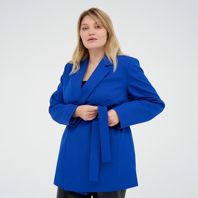 Пиджак женский с поясом MIST plus-size, размер 54, синий