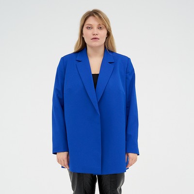 Пиджак женский с поясом MIST plus-size, размер 54, синий