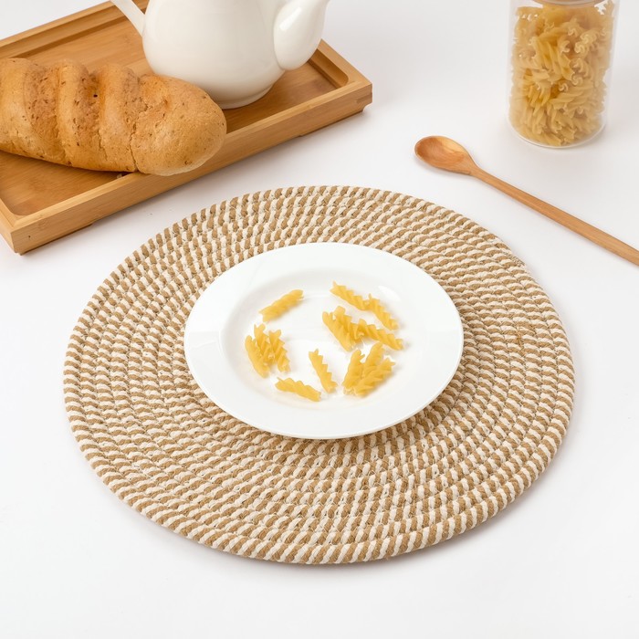 Салфетка декоративная «Доляна», бежевая, 35×35 см, 100% хлопок - Фото 1