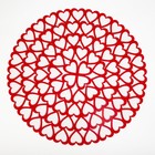 Салфетка декоративная Доляна"Сердечки" цвет красный,d 30 см, 100% п/э, фетр - Фото 2