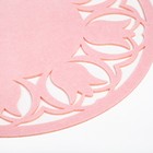 Салфетка декоративная Доляна"Тюльпаны" цвет розовый,d 30 см, 100% п/э, фетр - Фото 3