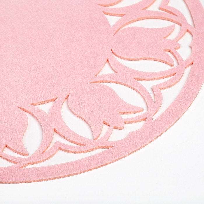 Салфетка декоративная Доляна"Тюльпаны" цвет розовый,d 30 см, 100% п/э, фетр - фото 1907360346