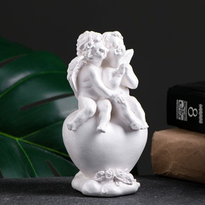 Фигурка гипс «Ангелы на сердце», перламутровый, 14×8×6 см