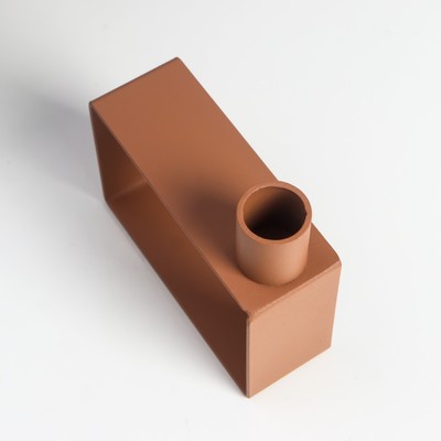 Подсвечник на 1 свечу «Строгие линии», d=2 см, розовый, 10.2×4×11 см