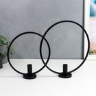 Подсвечник металл "Лофт. Круги" чёрный набор 2 шт 23х23х7 29х29х7 см - фото 21458057