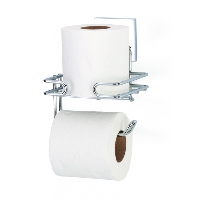 Держатель туалетной бумаги с запасным рулоном EF275 самоклеящийся, хром - Фото 1