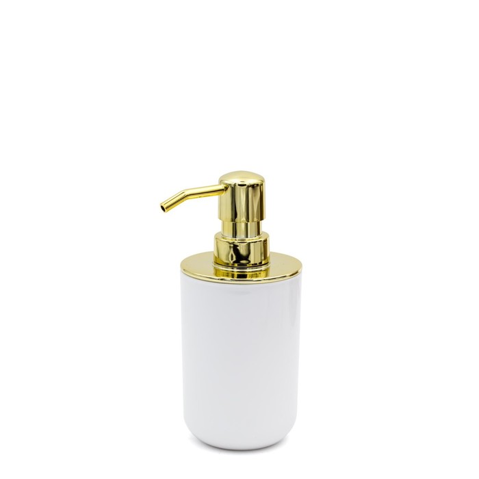 Дозатор для жидкого мыла Alba, цвет белый/золото - Фото 1