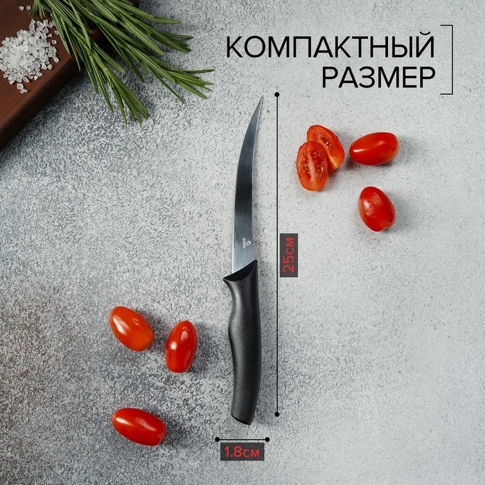 Нож кухонный для цитрусовых Доляна «Грайм», лезвие 11,5 см, цвет чёрный - фото 1908822003
