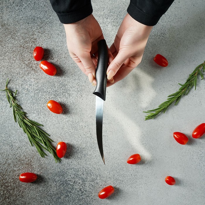 Нож кухонный для цитрусовых Доляна «Грайм», лезвие 11,5 см, цвет чёрный - фото 1891198144
