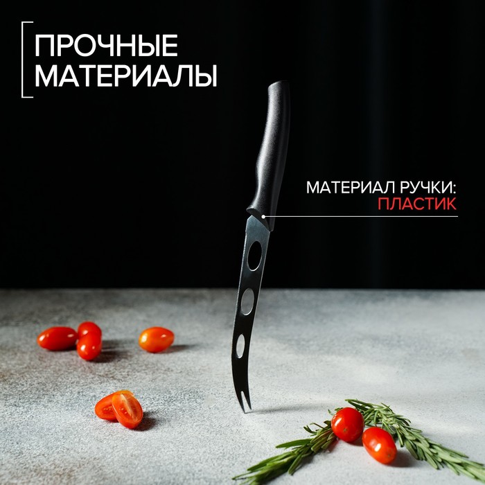 Нож для сыра Доляна «Грайм», лезвие 15 см, цвет чёрный - фото 1907361213