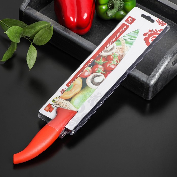Нож кухонный с антиналипающим покрытием Доляна «Урожай» шеф, лезвие 20 см - фото 1927820312
