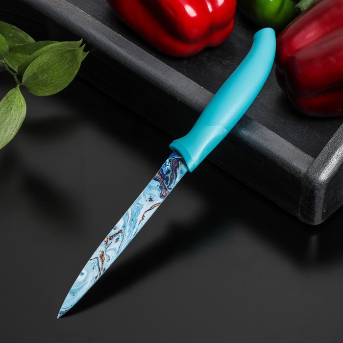 Нож кухонный с антиналипающим покрытием Доляна «Эпоксид», универсальный, лезвие 12,5 см - фото 1907361242