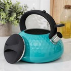 Чайник со свистком из нержавеющей стали Magistro Glow, 3 л, индукция, ручка soft-touch, цвет голубой - Фото 2