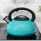 Чайник со свистком из нержавеющей стали Magistro Glow, 3 л, индукция, ручка soft-touch, цвет голубой - Фото 4