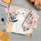 Набор подарочный Meow: полотенце, варежка-прихватка, кисть, лопатка, венчик - фото 4649258