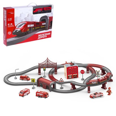 УЦЕНКА Железная дорога «Экспресс», 92 детали, работает от батареек, подходит для деревянных железных дорог