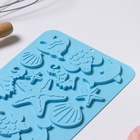 Форма для шоколада Доляна «Морская история», силикон, 23×16×0.5 см, 13 ячеек, голубая - Фото 13