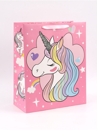 Пакет подарочный Love, 40×49×19 см, упаковка, Минни Маус и Единорог