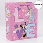 Пакет подарочный "Love" 40х49х19 см, упаковка, Минни Маус и Единорог - Фото 2