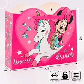 Пакет подарочный, 40 х 31 х 11,5 см "Unicorn dream", Минни и единорог